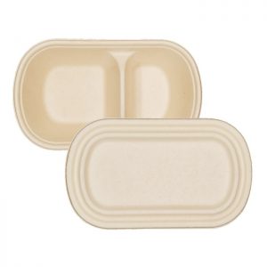 Oval Bagasse Box 2 Compartment